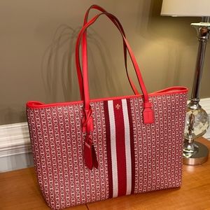 NEW Tori Burch Red Gemini Link Tote